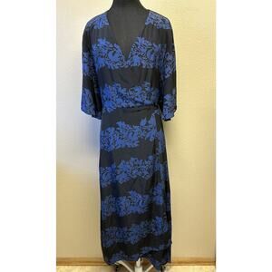Burning Torch Womens Medium Short Sleeve Silk Cashmere Blend Wrap Dress Coquette